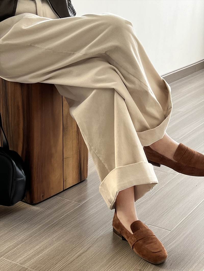 ボトムス レディース コーデュロイパンツ ワイドパンツ タック 長ズボン ハイウエスト ポケット ロールアップ 大人可愛い シンプル カジュアル 大人女子 おしゃれ お洒落 かっこいい こなれ感 ラフ