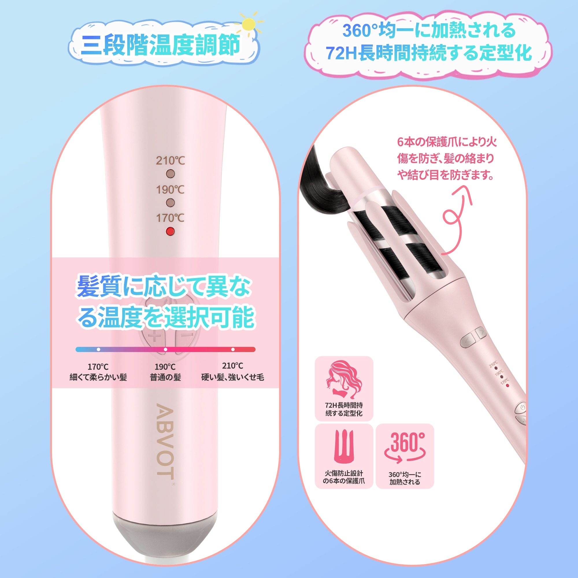 Qoo10] ABVOT ABVOT 自動巻きカールアイロン36m