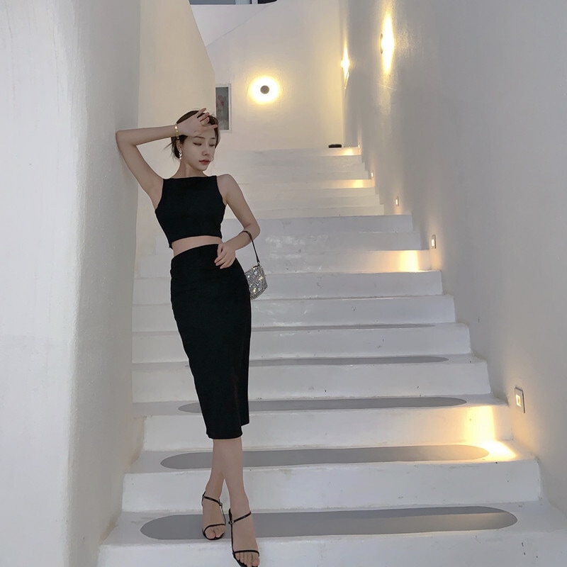 セットアップ レディース スカート タンクトップ プルオーバー クロップド丈 ミディアム丈 ノースリーブ ノースリ ラウンドネック ハイウエスト スリット バックスリット 伸縮性 上下セット セットアップ レディース スカート タンクトップ プルオーバー クロップド丈 ミディアム丈 ノースリーブ ノースリ ラウンドネック ハイウエスト スリット バックスリット 伸縮性 上下セット