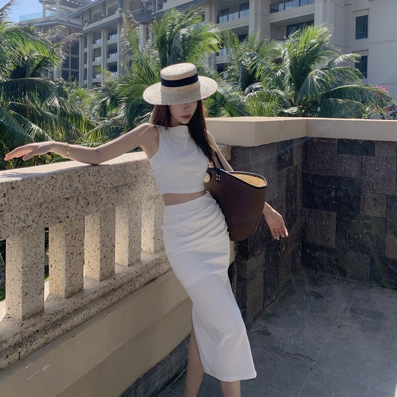 セットアップ レディース スカート タンクトップ プルオーバー クロップド丈 ミディアム丈 ノースリーブ ノースリ ラウンドネック ハイウエスト スリット バックスリット 伸縮性 上下セット セットアップ レディース スカート タンクトップ プルオーバー クロップド丈 ミディアム丈 ノースリーブ ノースリ ラウンドネック ハイウエスト スリット バックスリット 伸縮性 上下セット