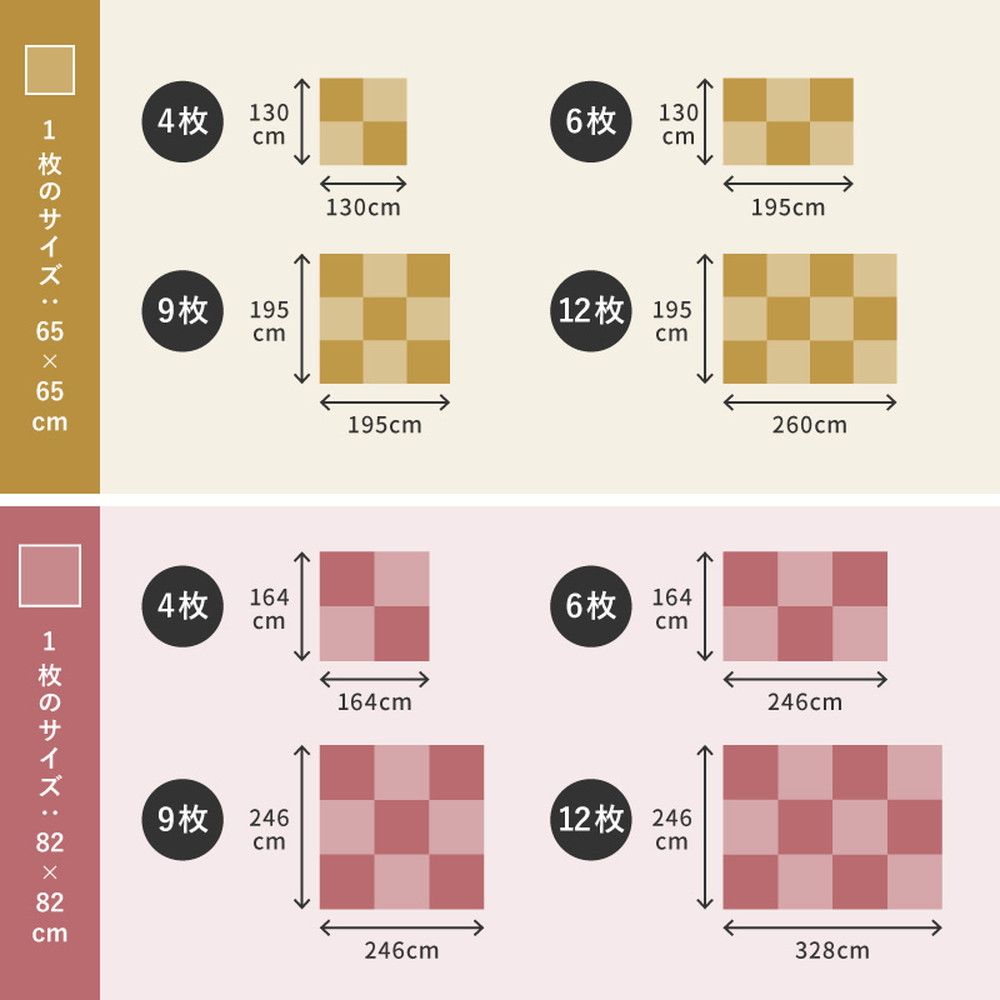 【同色6枚セット】 置き畳 四季 約65×65×1.5cm 6枚入 縁なし へりなし畳 フロア畳 ユニット畳 い草 カラフル 滑り止め付き
