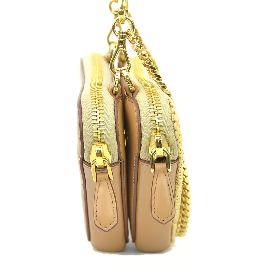 プラダ PRADA ショルダーバッグ クロシェ ミニポーチ レザー/ビスコース ベージュ レディース 1NR015 h31454a プラダ PRADA ショルダーバッグ クロシェ ミニポーチ レザー/ビスコース ベージュ レディース 1NR015 h31454a