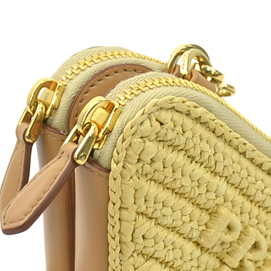 プラダ PRADA ショルダーバッグ クロシェ ミニポーチ レザー/ビスコース ベージュ レディース 1NR015 h31454a プラダ PRADA ショルダーバッグ クロシェ ミニポーチ レザー/ビスコース ベージュ レディース 1NR015 h31454a