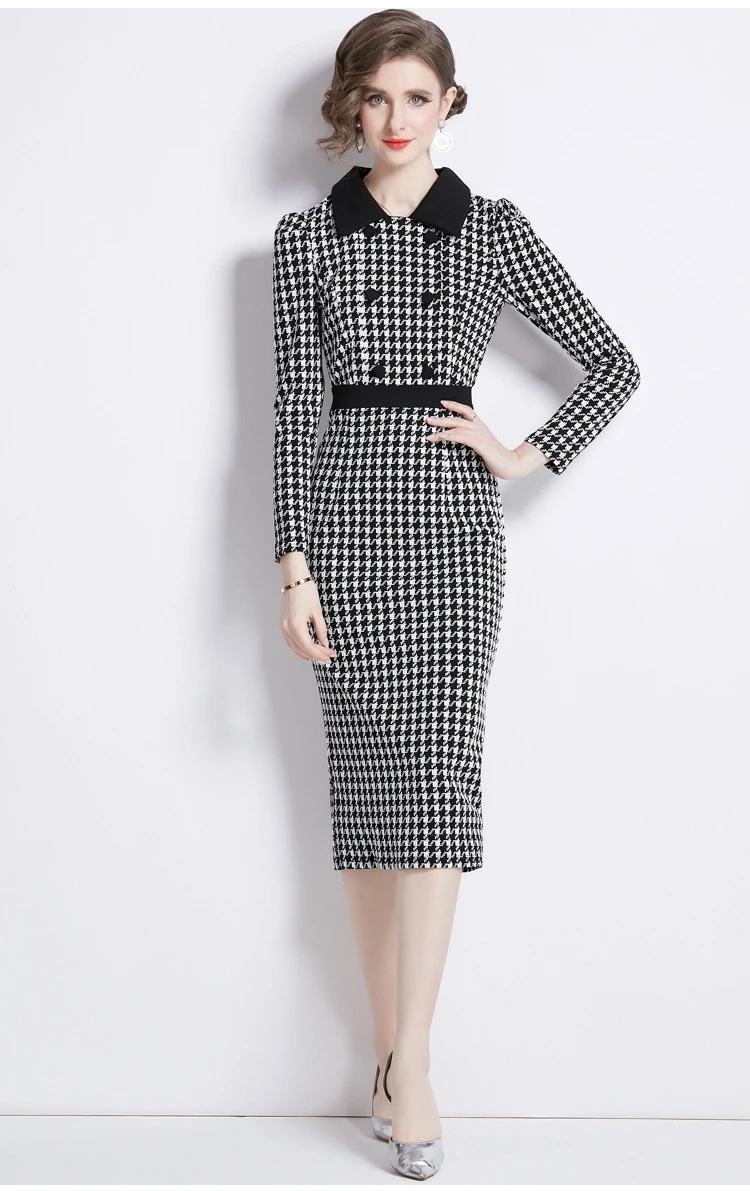 大特価S~3Lパーティー ドレス ロング フレアワンピ ワンピース ワンピ パーティードレス パーティーワンピ 結婚式 二次会 大きいサイズクラシカル系 レトロ感 上品感 定番黒白 千鳥柄 長袖 大特価S~3Lパーティー ドレス ロング フレアワンピ ワンピース ワンピ パーティードレス パーティーワンピ 結婚式 二次会 大きいサイズクラシカル系 レトロ感 上品感 定番黒白 千鳥柄 長袖