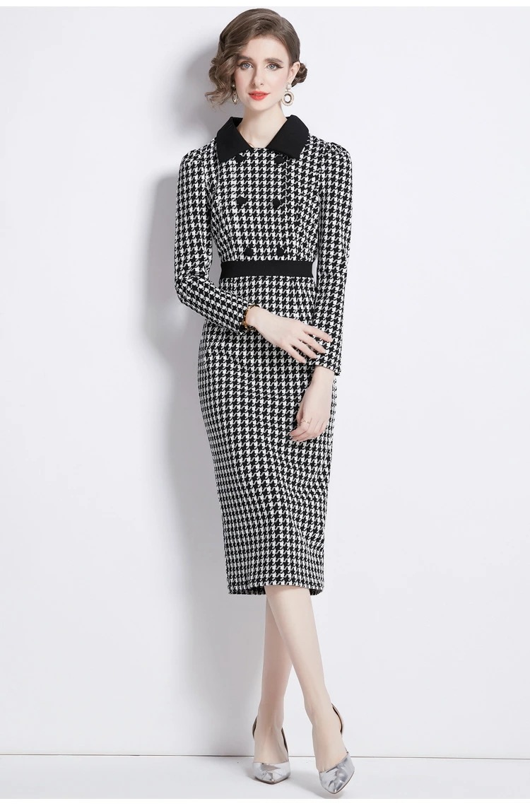 大特価S~3Lパーティー ドレス ロング フレアワンピ ワンピース ワンピ パーティードレス パーティーワンピ 結婚式 二次会 大きいサイズクラシカル系 レトロ感 上品感 定番黒白 千鳥柄 長袖 大特価S~3Lパーティー ドレス ロング フレアワンピ ワンピース ワンピ パーティードレス パーティーワンピ 結婚式 二次会 大きいサイズクラシカル系 レトロ感 上品感 定番黒白 千鳥柄 長袖