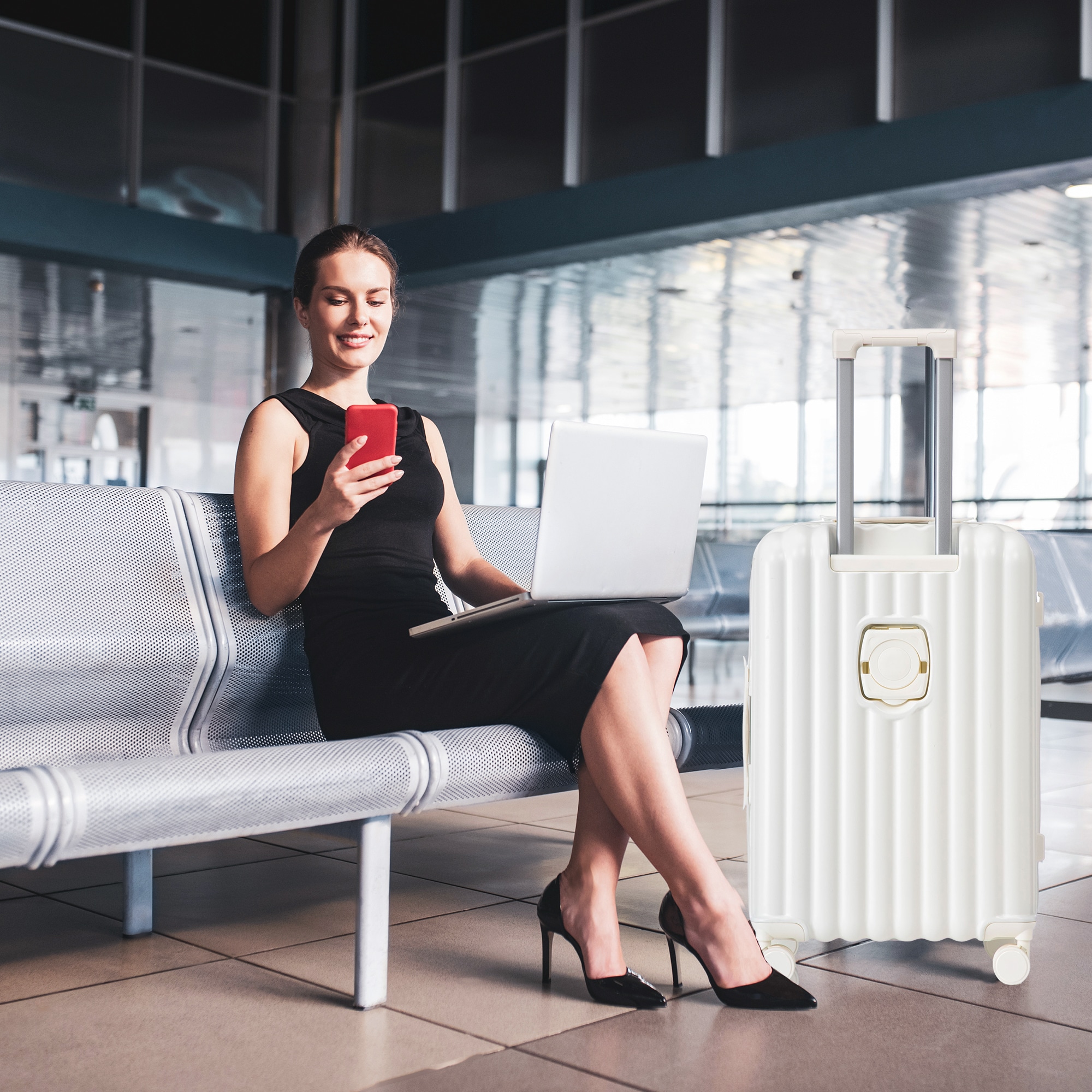 【国内発送&送·料·無·料】スーツケースドリンクホルダー付かわいい軽量ダブルキャスタースムーズ機内持ち込み静音USBポート付き静かおしゃれキャリーバッグLサイズ 【国内発送&送·料·無·料】スーツケースドリンクホルダー付かわいい軽量ダブルキャスタースムーズ機内持ち込み静音USBポート付き静かおしゃれキャリーバッグLサイズ