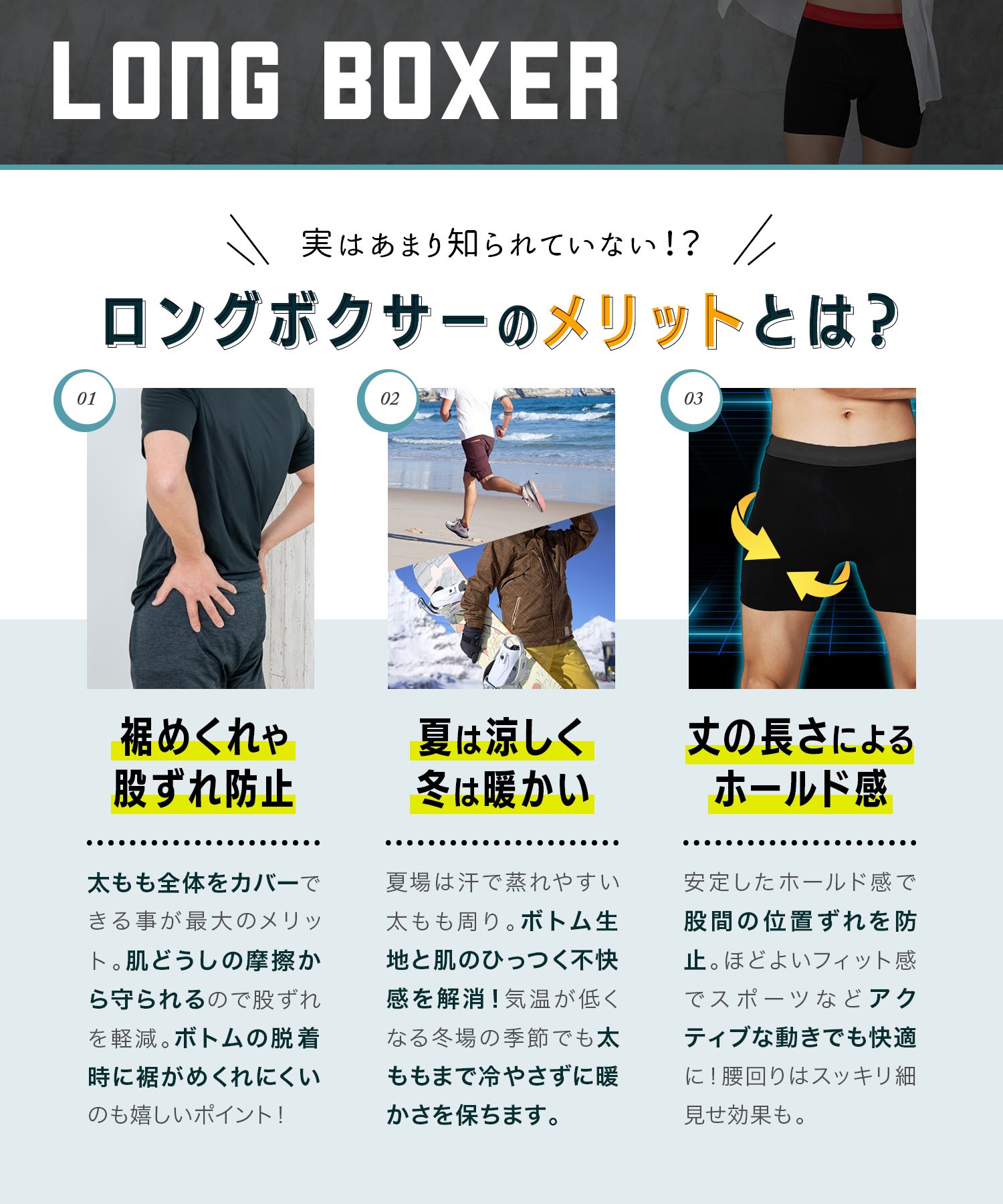 FASHION2 メンズ ロングボクサーパンツ2