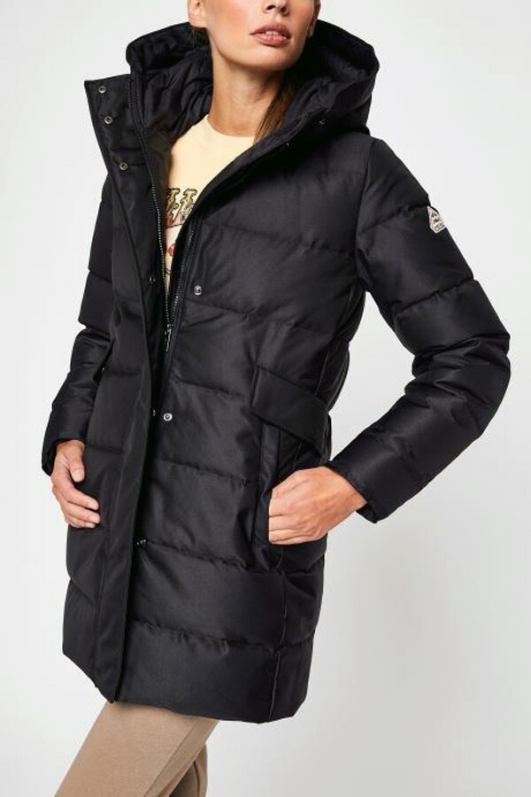 PHENIX / フェニックス レディース フーデッド ダウンジャケット ミドル丈 ブラック HWS017 0009