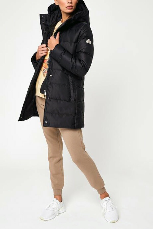 PHENIX / フェニックス レディース フーデッド ダウンジャケット ミドル丈 ブラック HWS017 0009