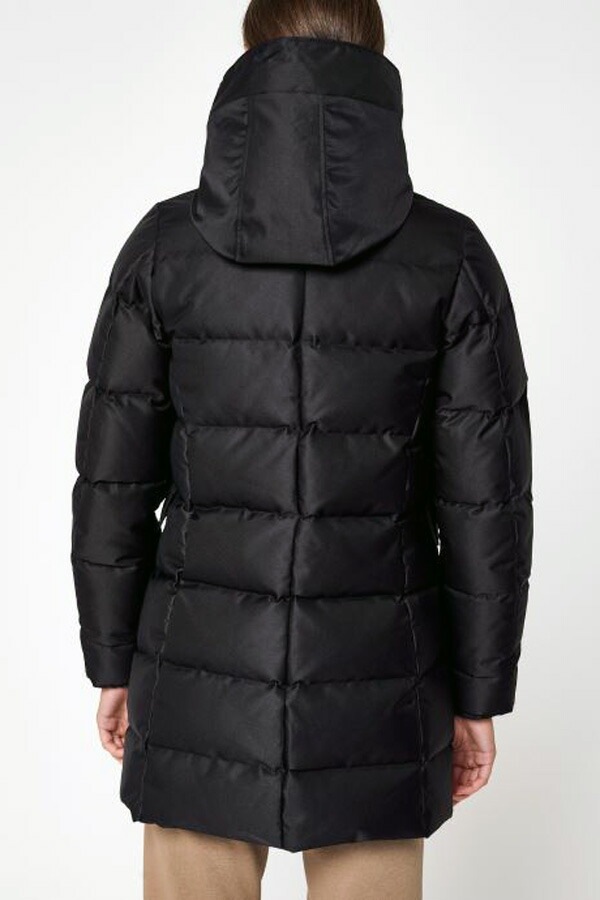 PHENIX / フェニックス レディース フーデッド ダウンジャケット ミドル丈 ブラック HWS017 0009