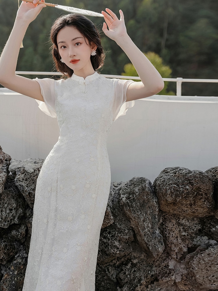 Menglihua 改良重工業刺繍チャイナフィッシュテール婚約ウェディングドレスOB91 Menglihua 改良重工業刺繍チャイナフィッシュテール婚約ウェディングドレスOB91