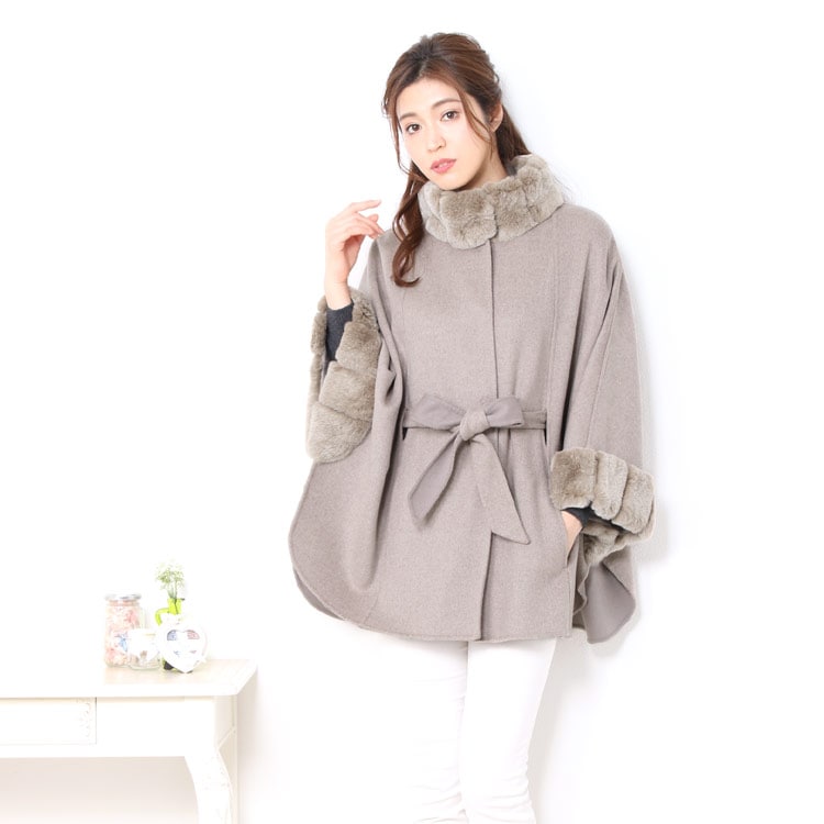 ウール＆カシミヤケープ