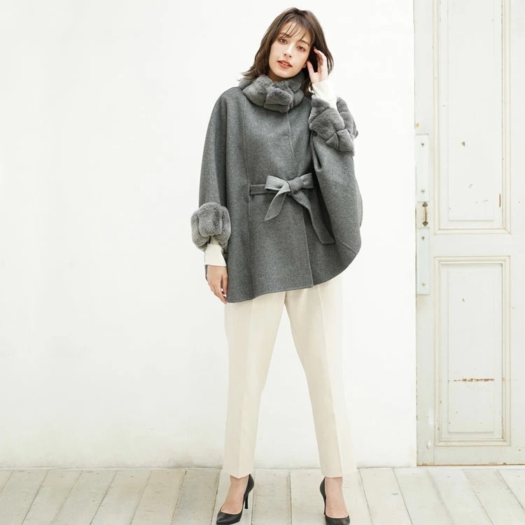 ウール＆カシミヤケープ