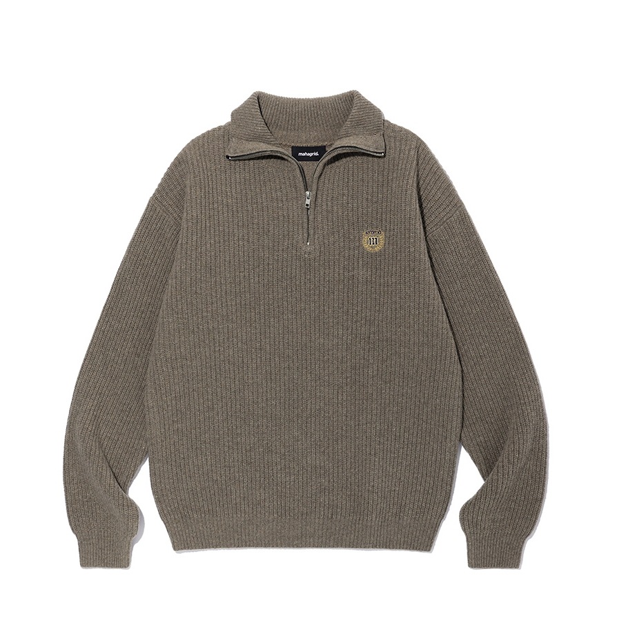 StrayKids着用/クレストハーフジップアップニット_brown/韓国の人気商品 大学生ファッション 男女兼用 デイリールック StrayKids着用/クレストハーフジップアップニット_brown/韓国の人気商品 大学生ファッション 男女兼用 デイリールック