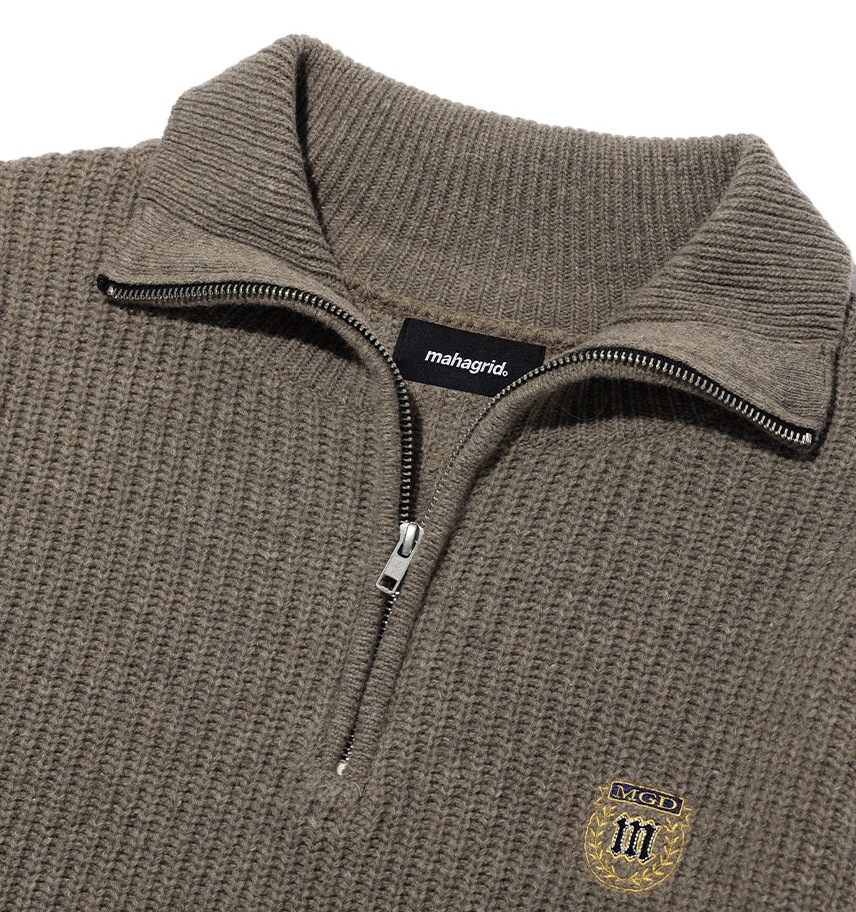 StrayKids着用/クレストハーフジップアップニット_brown/韓国の人気商品 大学生ファッション 男女兼用 デイリールック StrayKids着用/クレストハーフジップアップニット_brown/韓国の人気商品 大学生ファッション 男女兼用 デイリールック
