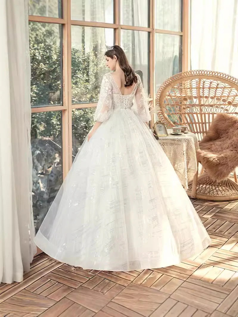 白 花嫁 結婚式 ウェディングドレスドレス Aラインドレス 安い 挙式 二次会 ブライダル 大きいサイズ レディース ロングドレス 袖あり白 レース プリンセスライン 撮影 編み上げ式 白 花嫁 結婚式 ウェディングドレスドレス Aラインドレス 安い 挙式 二次会 ブライダル 大きいサイズ レディース ロングドレス 袖あり白 レース プリンセスライン 撮影 編み上げ式