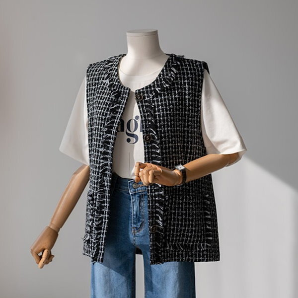チェック柄 ツイード ベスト 前開き かわいい 大人可愛い きれいめ 大人 上品 おしゃれ お洒落 かっこいい 大人女子 こなれ感 ラブリー キュート 個性的 チェック柄 ツイード ベスト 前開き かわいい 大人可愛い きれい