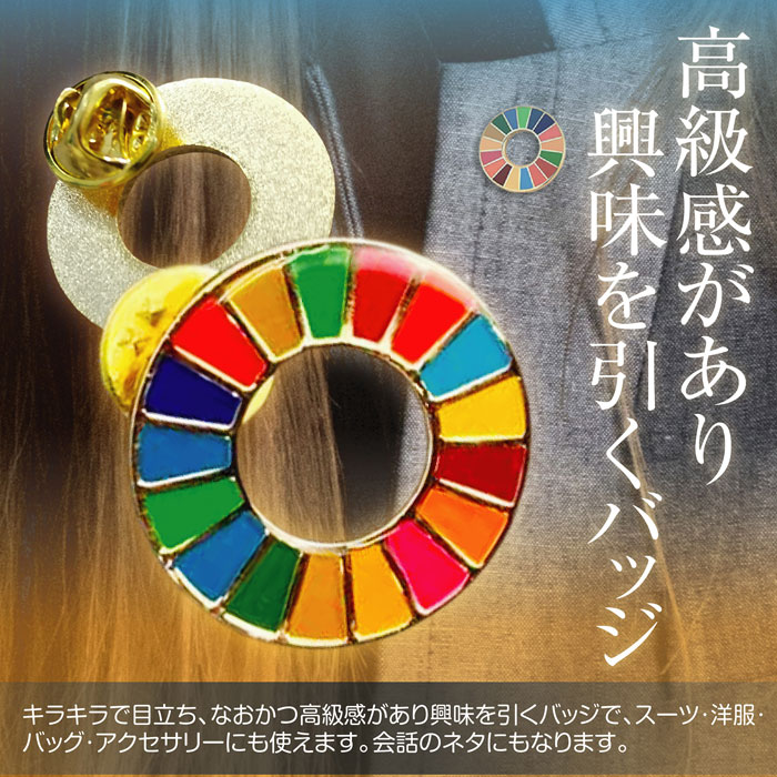 【10個セット】SDGs バッジ 簡単 取り付け きれい 持続可能な開発目標 Sustainable Development Goals 地域環境の保護 金属製 高級感