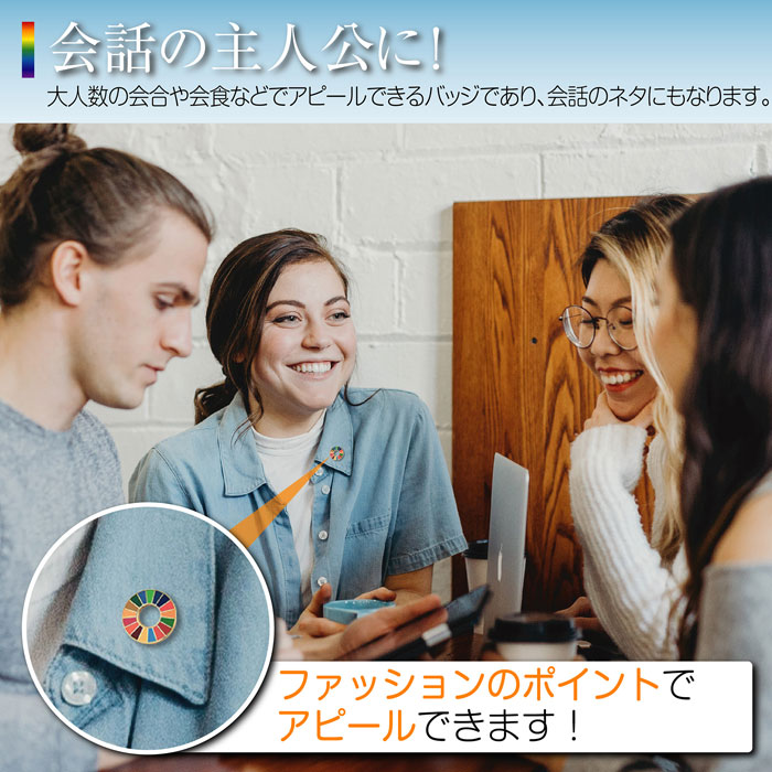 【10個セット】SDGs バッジ 簡単 取り付け きれい 持続可能な開発目標 Sustainable Development Goals 地域環境の保護 金属製 高級感