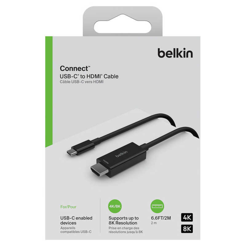 BELKIN　USB-C to HDMI 2.1 ケーブル ［2m /HDMITypeC /スタンダードタイプ］　AVC012bt2MBK