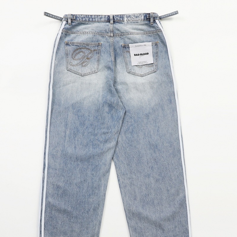 BADBLOOD ビリートラックジーンズバギーフィット-ブルー