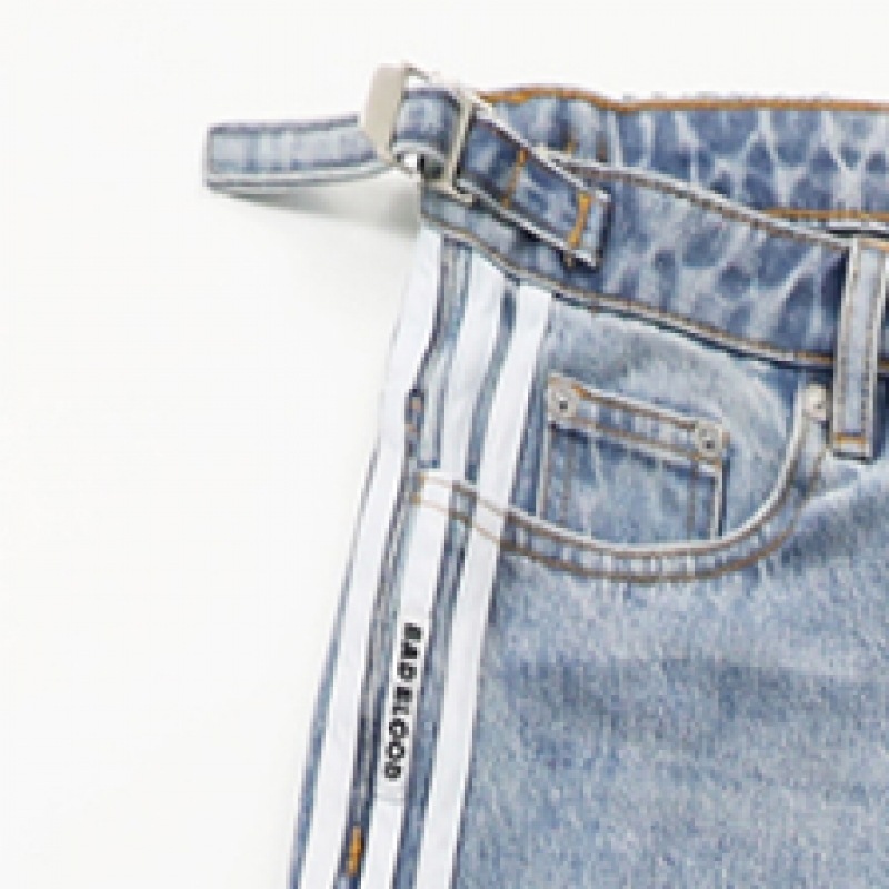 BADBLOOD ビリートラックジーンズバギーフィット-ブルー