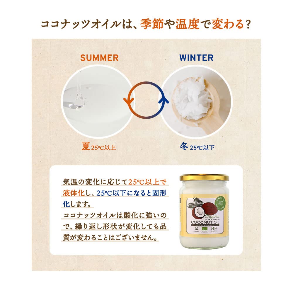ココナッツオイル 500ml 4個 有機JAS オーガニック エキストラバージン 中鎖脂肪酸 コールドプレス 低温圧搾方 無添加 無精製 無保存料 無漂白