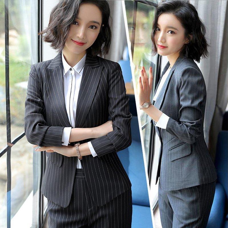 レディースファッション スーツセット パンツセット スカートセットストライプ 事務服 フォーマル 細身シルエット 制服OL 面接 ビジネス 入学式 卒業式 通勤