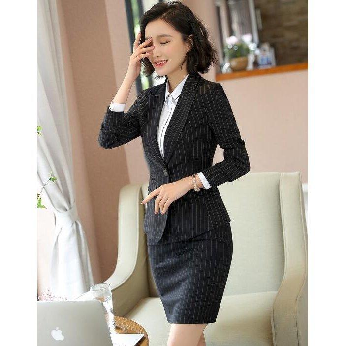 レディースファッション スーツセット パンツセット スカートセットストライプ 事務服 フォーマル 細身シルエット 制服OL 面接 ビジネス 入学式 卒業式 通勤