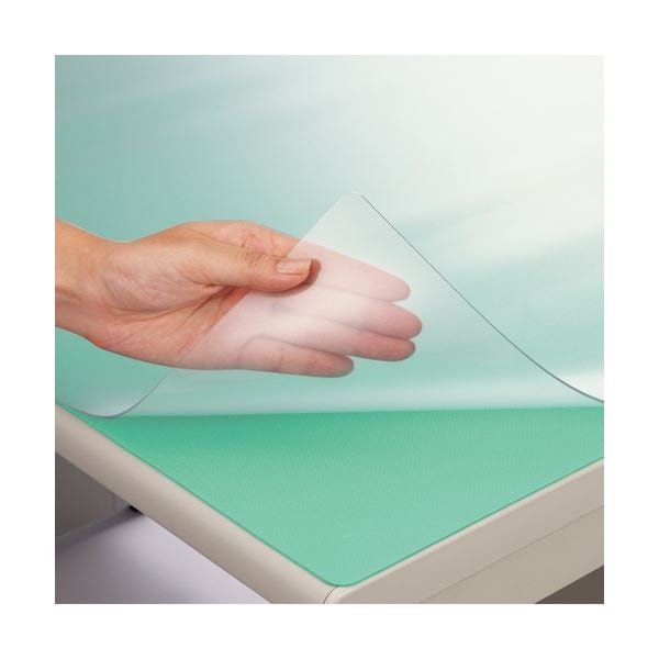 ライオン事務器 デスクマット 再生塩ビ製ノングレア仕上 ダブル(グリーンマット付) 約1045×620×1.5mm No.6-PRM 1枚 ライオン事務器 デスクマット 再生塩ビ製ノングレア仕上 シングル 約