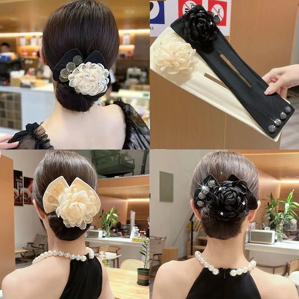 再再販リボン　ヘアゴム ヘアアクセサリー 大人可愛いカメリア フォーマル104. Qoo10] 【SNS大人気髪飾り】デフトバン カメリ
