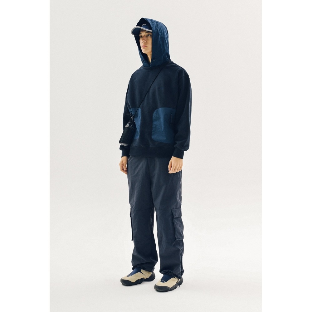 エール【ONEMILE WEAR】ファブリックミックススポーティーパーカー ネイビー エール【ONEMILE WEAR】ファブリックミックススポーティーパーカー ネイビー