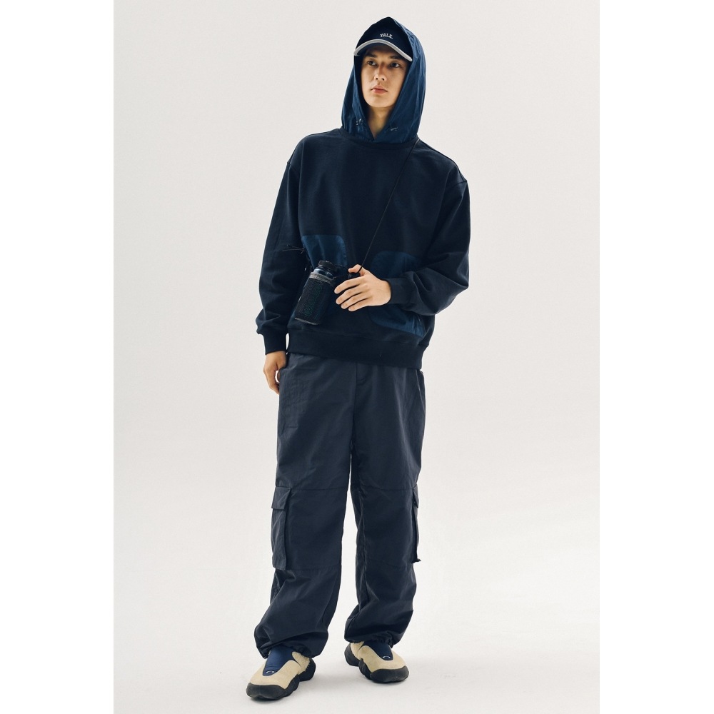 エール【ONEMILE WEAR】ファブリックミックススポーティーパーカー ネイビー エール【ONEMILE WEAR】ファブリックミックススポーティーパーカー ネイビー