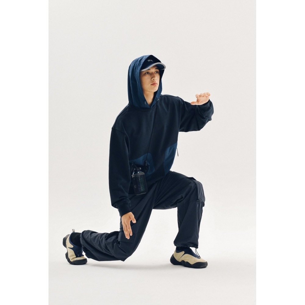 エール【ONEMILE WEAR】ファブリックミックススポーティーパーカー ネイビー エール【ONEMILE WEAR】ファブリックミックススポーティーパーカー ネイビー