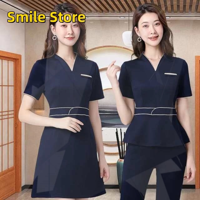 レディース おしゃれ 美容 制服 セットアップ 半袖 歯科衛生士 ワンピース ネイル ユニフォーム 女性 スーツ ジャケット サロン 送料無料 七分袖 エステサロン 通勤