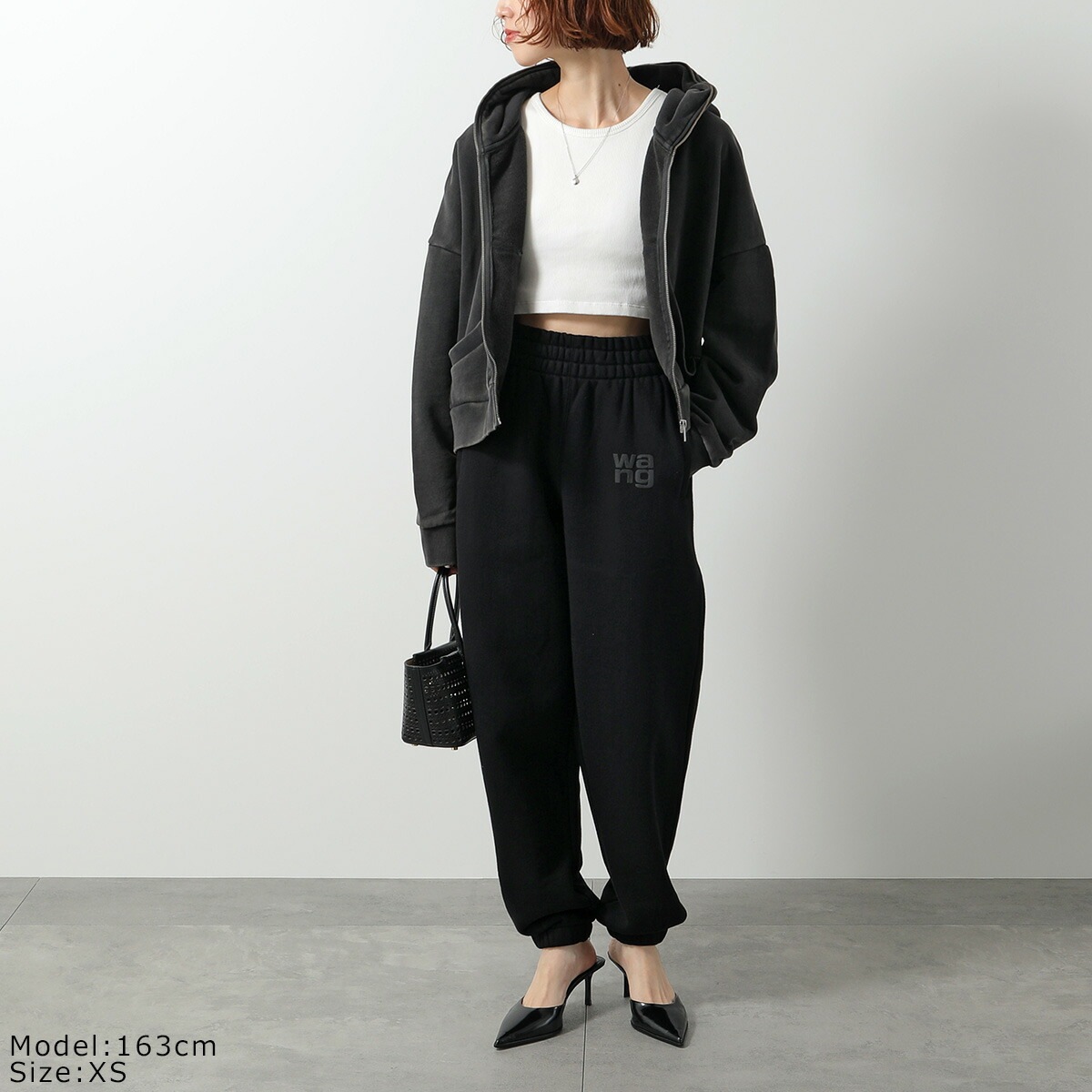 ALEXANDER WANG アレキサンダーワン スウェットパンツ 4CC3244399 レディース コットン パフロゴ BLACK