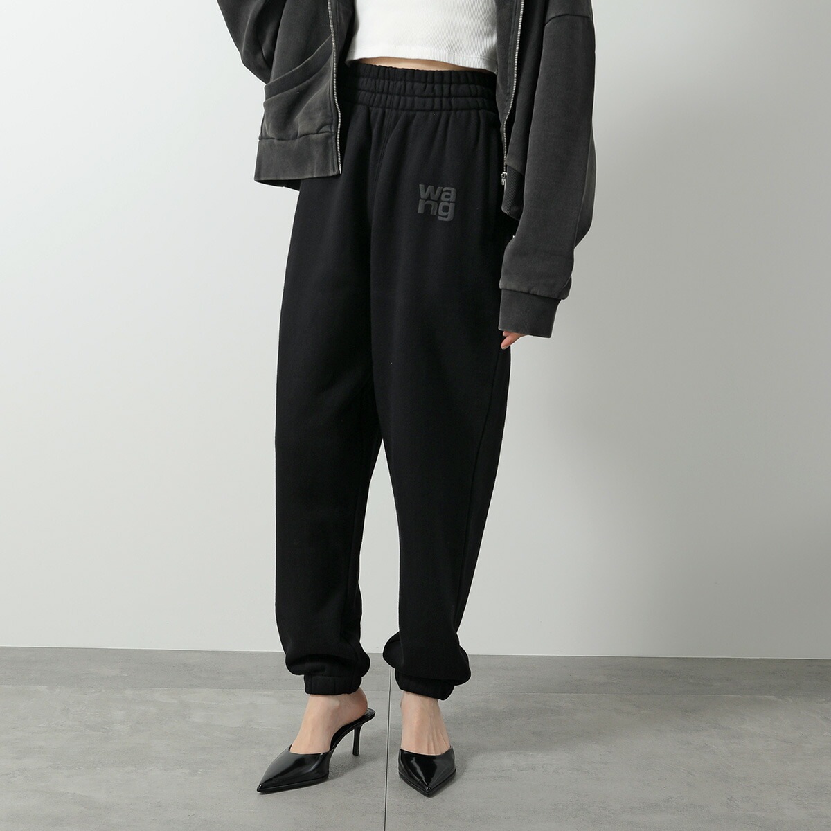 ALEXANDER WANG アレキサンダーワン スウェットパンツ 4CC3244399 レディース コットン パフロゴ BLACK