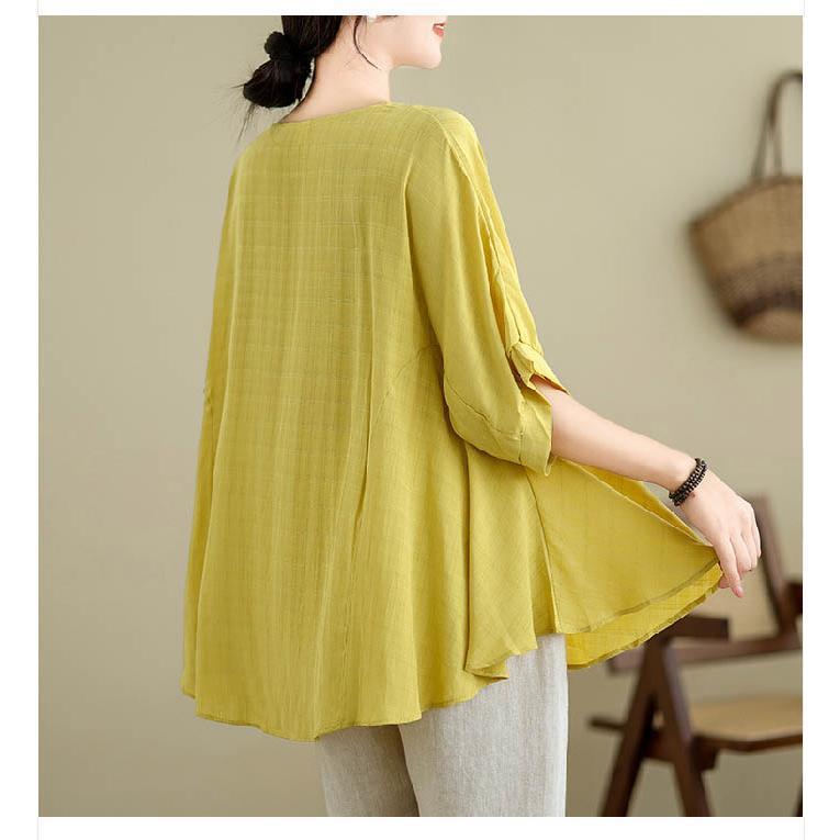 シャツ ブラウス レディース 春秋 長袖 綿 麻 ボリューム袖 Vネック ギャザー シャツ リネン 大きいサイズ 春 夏 秋 オシャレ シンプル カジ