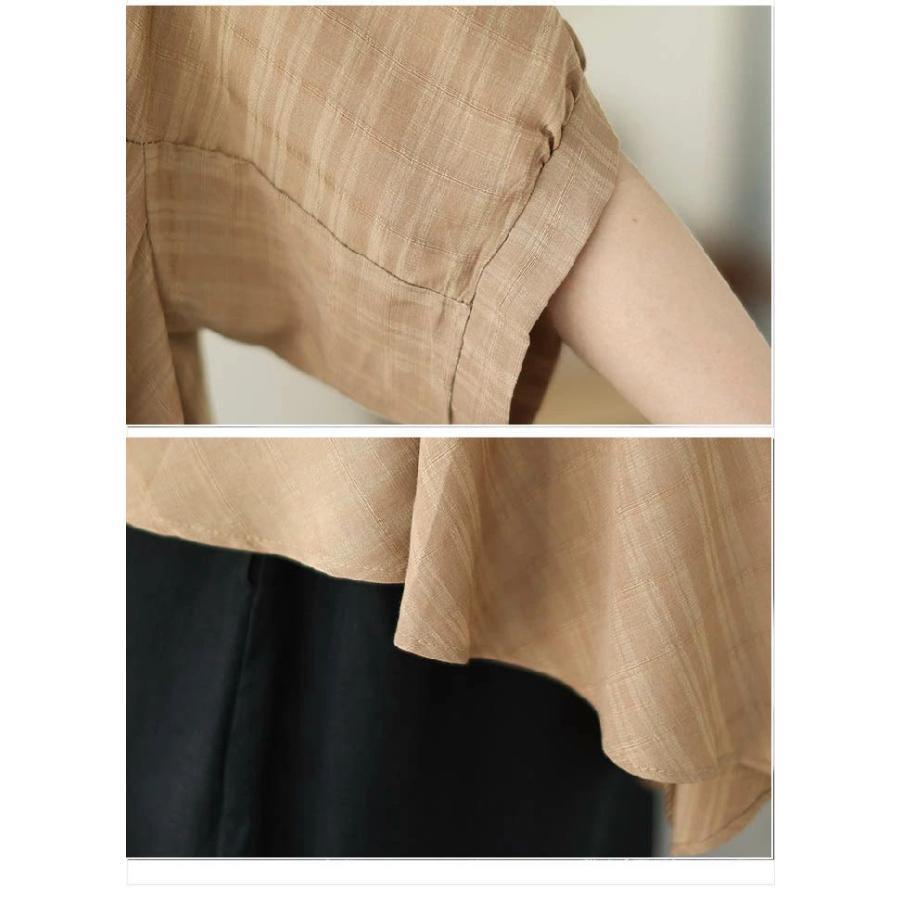 シャツ ブラウス レディース 春秋 長袖 綿 麻 ボリューム袖 Vネック ギャザー シャツ リネン 大きいサイズ 春 夏 秋 オシャレ シンプル カジ