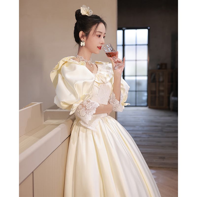 サテン 上質 ライト ウェディングドレス 成人式 バースデードレス チュチュスカート 婚約 イブニングドレス プリンセス風 スウィート 母の日 サテン 上質 ライト ウェディングドレス 成人式 バースデードレス チュチュスカート 婚約 イブニングドレス プリンセス風 スウィート 母の日