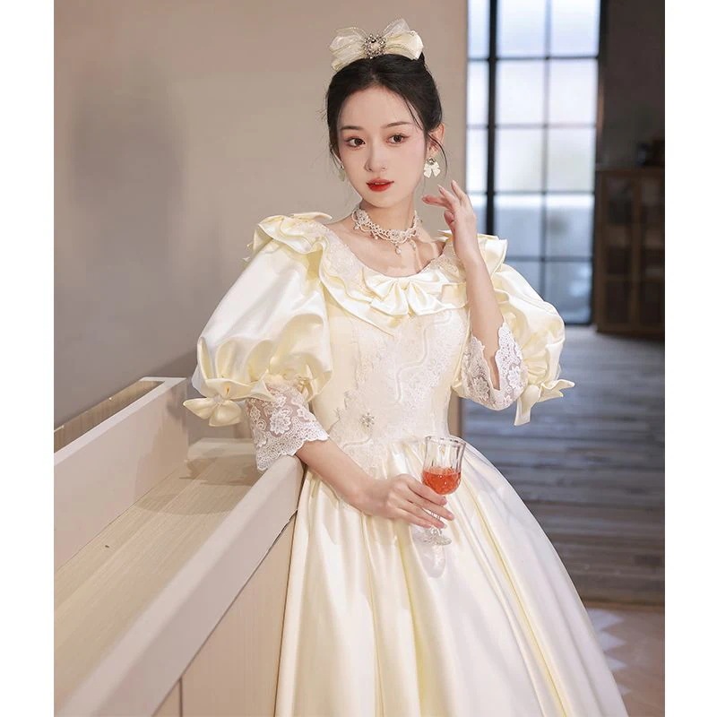 サテン 上質 ライト ウェディングドレス 成人式 バースデードレス チュチュスカート 婚約 イブニングドレス プリンセス風 スウィート 母の日 サテン 上質 ライト ウェディングドレス 成人式 バースデードレス チュチュスカート 婚約 イブニングドレス プリンセス風 スウィート 母の日