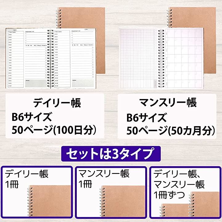 B6 ノート Todo リスト メモ 表紙無地 スケジュール デイリー マンスリーの各 1冊 21春夏新色