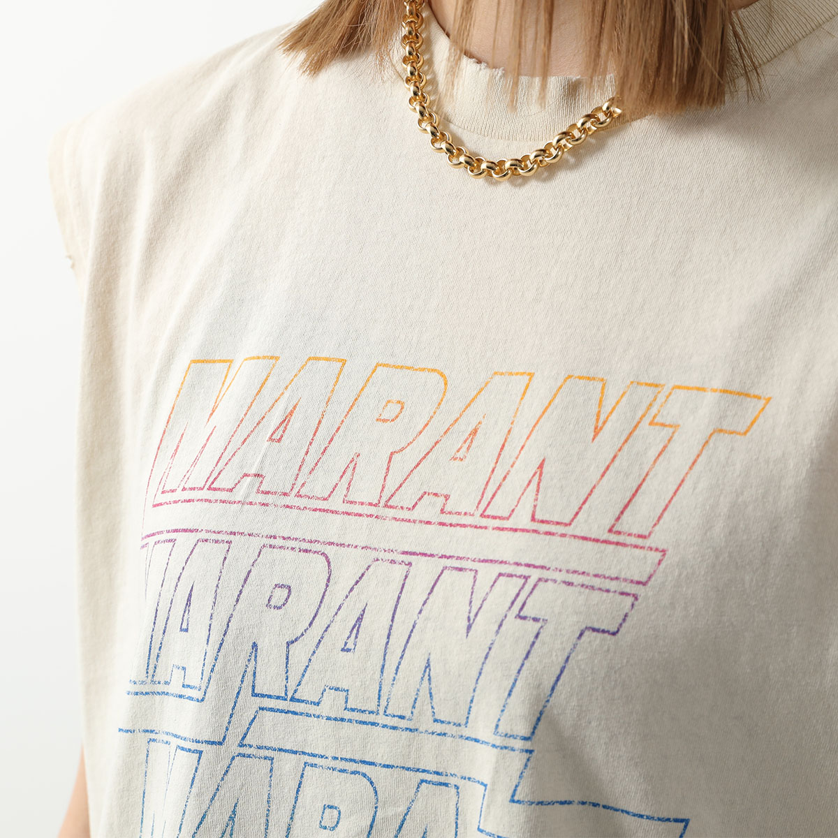 ISABEL MARANT イザベルマラン タンクトップ YVAN TS0088HB B1N09H レディース オーバーサイズ ノースリーブ ロゴT クルーネック 23EC/ECRU ISABEL MARANT イザベルマラン タンクトップ YVAN TS0088HB B1N09H レディース オーバーサイズ ノースリーブ ロゴT クルーネック 23EC/ECRU