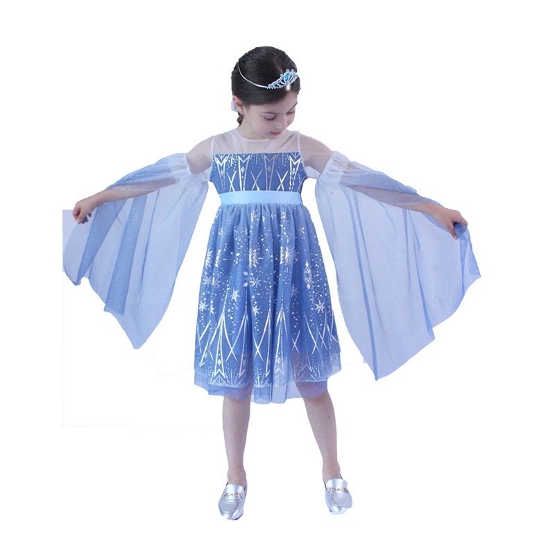 【急速出荷】 即納子供用汉服子供ダンス服エルサ姫コスプレ演出衣装