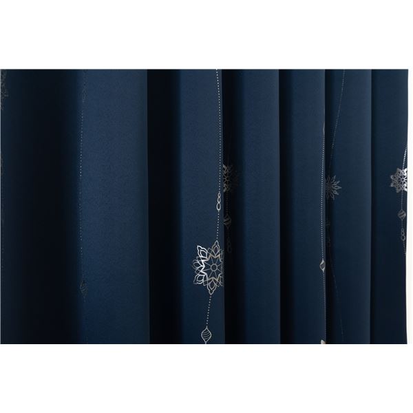 1級 遮光 カーテン レースカーテン セット 約幅100cm 丈135cm 4枚 ドレープ2枚 レース2枚 ネイビー UVカット 断熱 保温 洗える