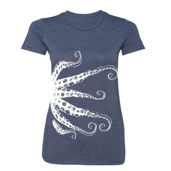 女性ラウンドネックカジュアルTシャツOctopus Printed Tops 女性ラウンドネックカジュアルTシャツOctopus Printed Tops