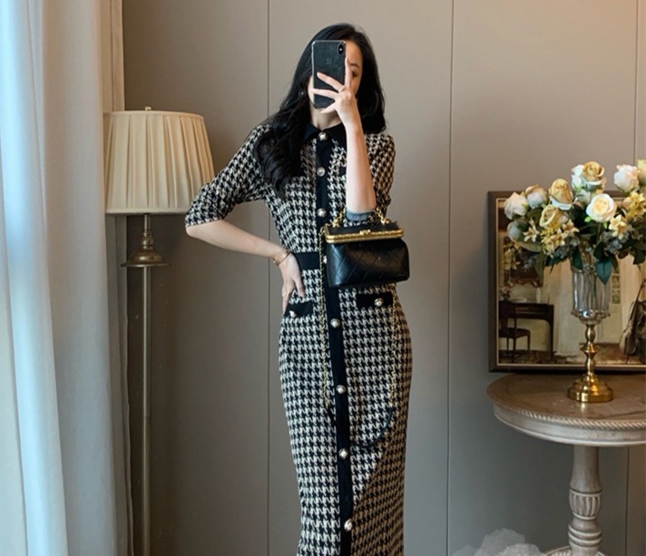 千鳥柄ワンピ 長袖ニットワンピース エレガントコーデ タイトワンピースドレス スカート ワンピース ニットソー プルオーバー オールインワン ロングスカート タイトスカート ニットスカート 膝下 千鳥柄ワンピ 長袖ニットワンピース エレガントコーデ タイトワンピースドレス スカート ワンピース ニットソー プルオーバー オールインワン ロングスカート タイトスカート ニットスカート 膝下