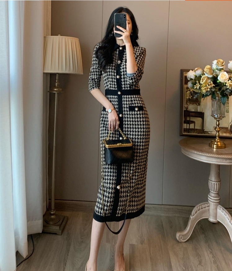 千鳥柄ワンピ 長袖ニットワンピース エレガントコーデ タイトワンピースドレス スカート ワンピース ニットソー プルオーバー オールインワン ロングスカート タイトスカート ニットスカート 膝下 千鳥柄ワンピ 長袖ニットワンピース エレガントコーデ タイトワンピースドレス スカート ワンピース ニットソー プルオーバー オールインワン ロングスカート タイトスカート ニットスカート 膝下