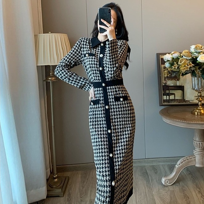 千鳥柄ワンピ 長袖ニットワンピース エレガントコーデ タイトワンピースドレス スカート ワンピース ニットソー プルオーバー オールインワン ロングスカート タイトスカート ニットスカート 膝下 千鳥柄ワンピ 長袖ニットワンピース エレガントコーデ タイトワンピースドレス スカート ワンピース ニットソー プルオーバー オールインワン ロングスカート タイトスカート ニットスカート 膝下