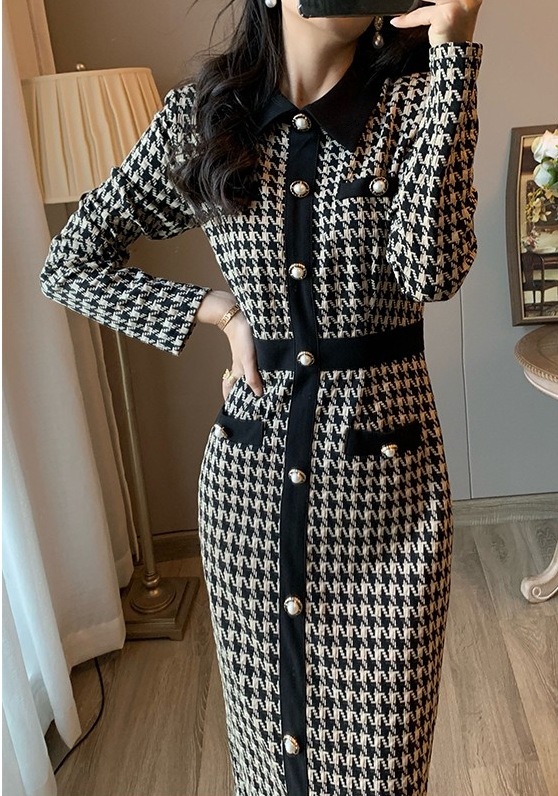 千鳥柄ワンピ 長袖ニットワンピース エレガントコーデ タイトワンピースドレス スカート ワンピース ニットソー プルオーバー オールインワン ロングスカート タイトスカート ニットスカート 膝下 千鳥柄ワンピ 長袖ニットワンピース エレガントコーデ タイトワンピースドレス スカート ワンピース ニットソー プルオーバー オールインワン ロングスカート タイトスカート ニットスカート 膝下